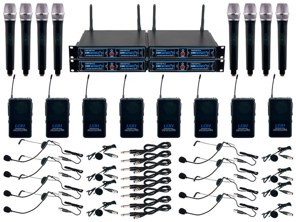 Vocopro UDH-8-ULTRA 8 Ch. UHF System with Handheld, Lapel and Headset microphones