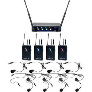 Vocopro Digital-Quad-B 4 Ch. UHF Digital Wireless Headset & Lapel Microphone