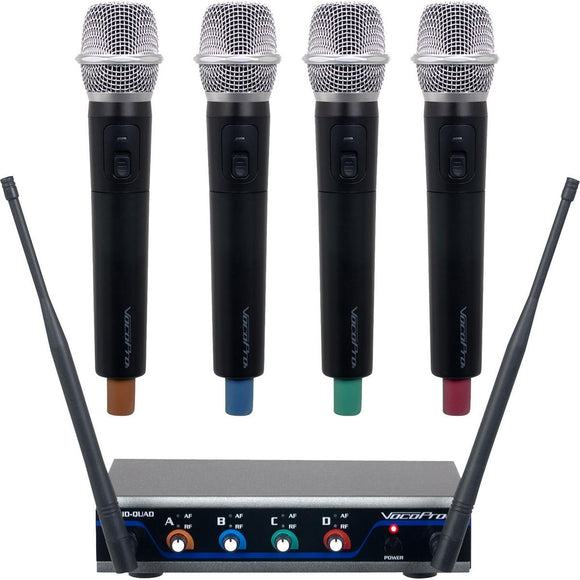VOCOPRO Digital-Quad-H 4 CH. UHF Wireless Handheld Microphone System with Mic-On-Chip Technology